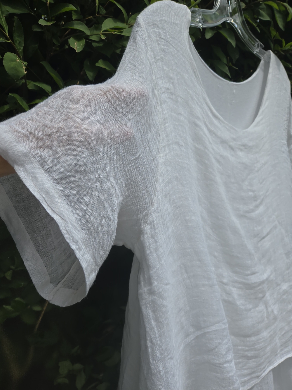 BOHO White Linen Midi Dress with Layered Tunic - Women US L - Picture 3 of 9